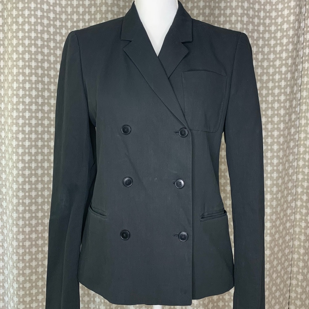 CALVIN KLEIN COLLECTION Black Double Breasted Blazer Jacket Coat Collar Size 6 - Picture 3 of 13